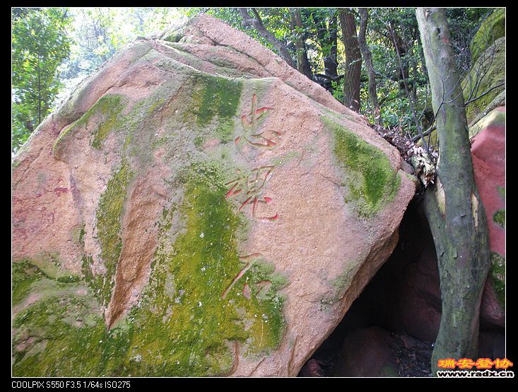 方志敏同志牺牲的那一天，此石从山上滚落下来。