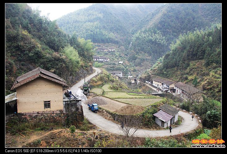 西坑里村全貌，海拔700米。